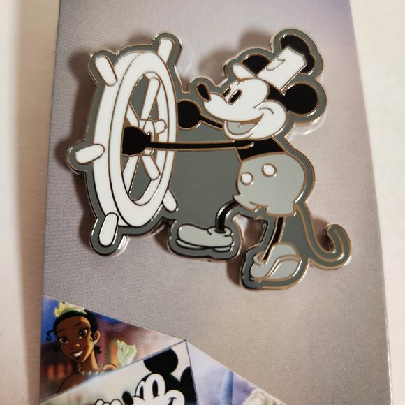 Disney 100 Steamboat Willie Pin Mickey Mouse Ship Steering Wheel Pin Authentic - Picture 2 of 3